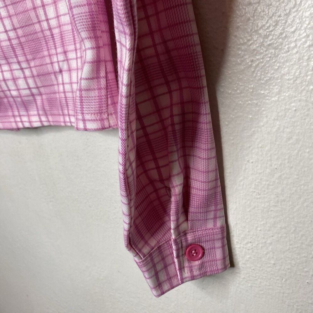 Dolls Kill Tricks N Treatz‎ Pink Plaid Button Up V-Neck Collared Shirt Blazer - Picture 6 of 11